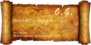 Oszlár Gyula névjegykártya
